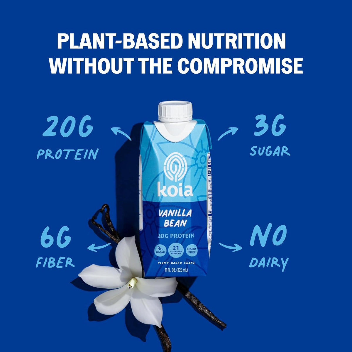 Koia Plant-Based Protein Shake - Vanilla, 11 Fl Oz (Pack of 12)