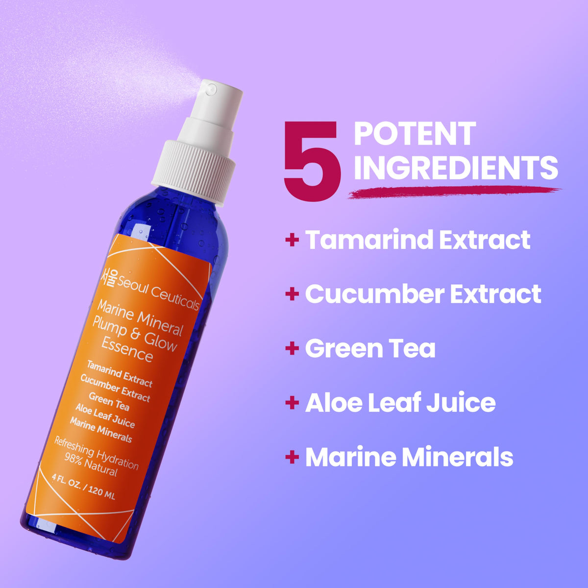 SeoulCeuticals Korean Skin Care Essence Toner - K Beauty Skincare Spray Mist for Face Contains Cucumber Extract and Marine Minerals + Organic Aloe - Get that Healthy Youthful Glow (Pack of 2)