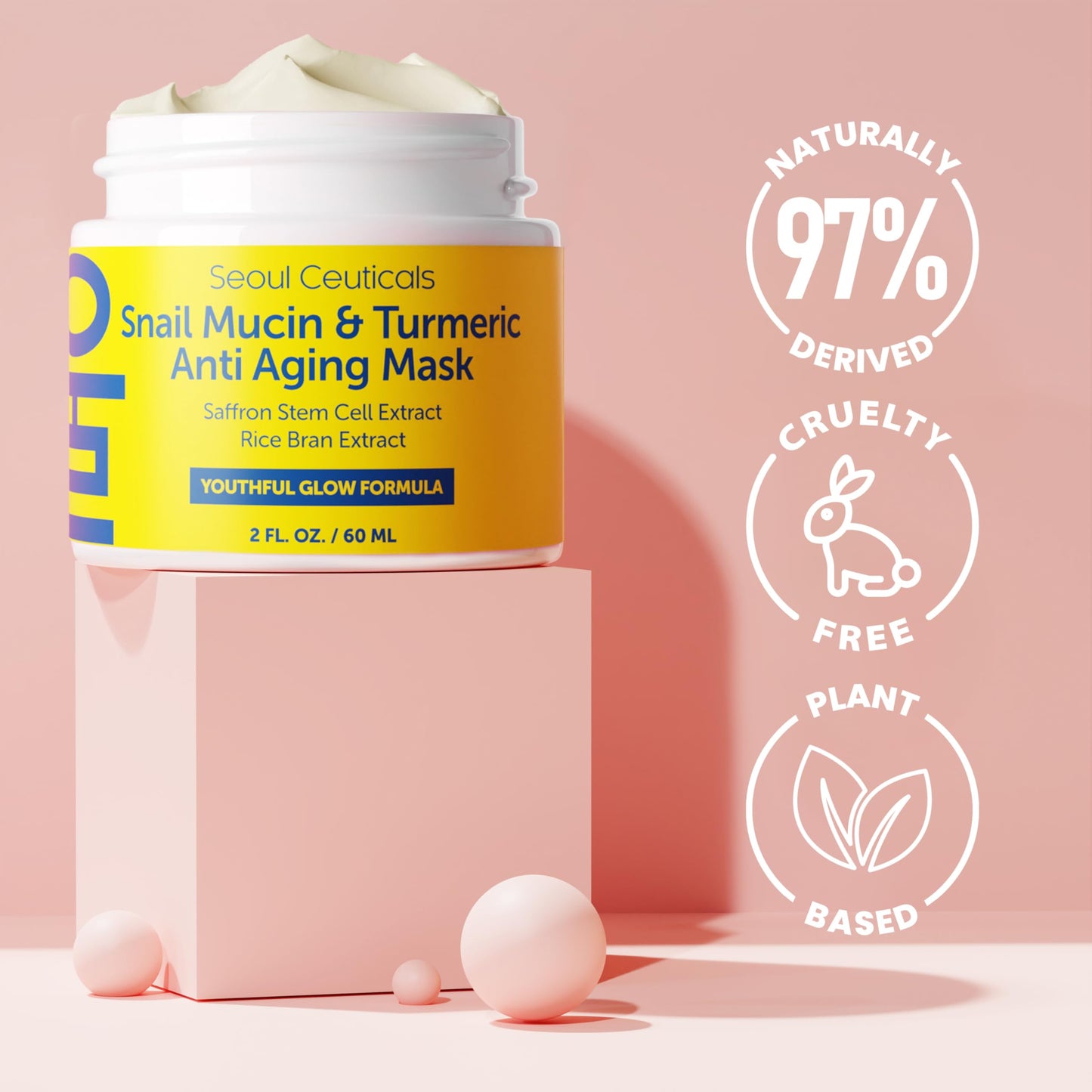 Korean Skin Care Set - Snail Mucin Glow Kit Contains Snail Hyaluronic Acid Serum + Snail Turmeric Mask + Snail Eye Cream + Snail Face Cream Moisturizer