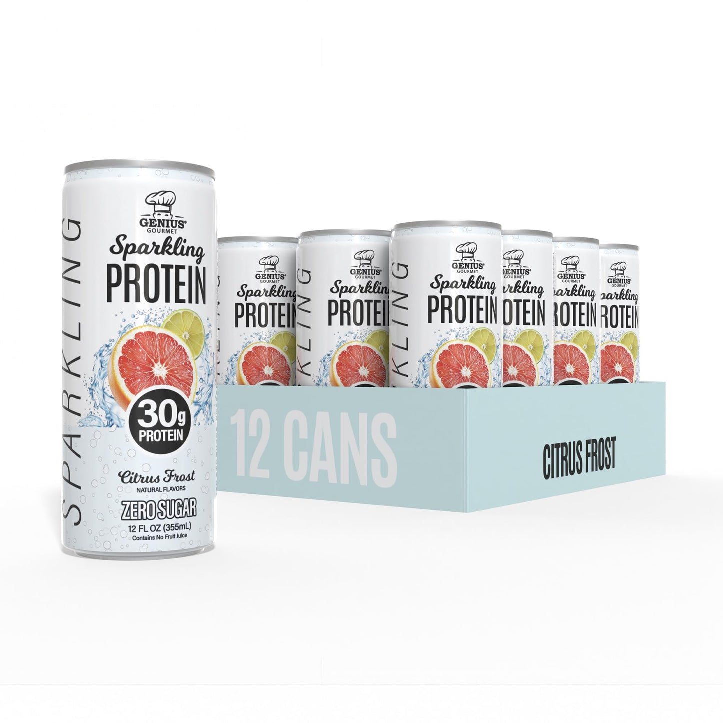 Genius Gourmet Clear Protein Sparkling Water Blue Raspberry Lemonade, 18 CT