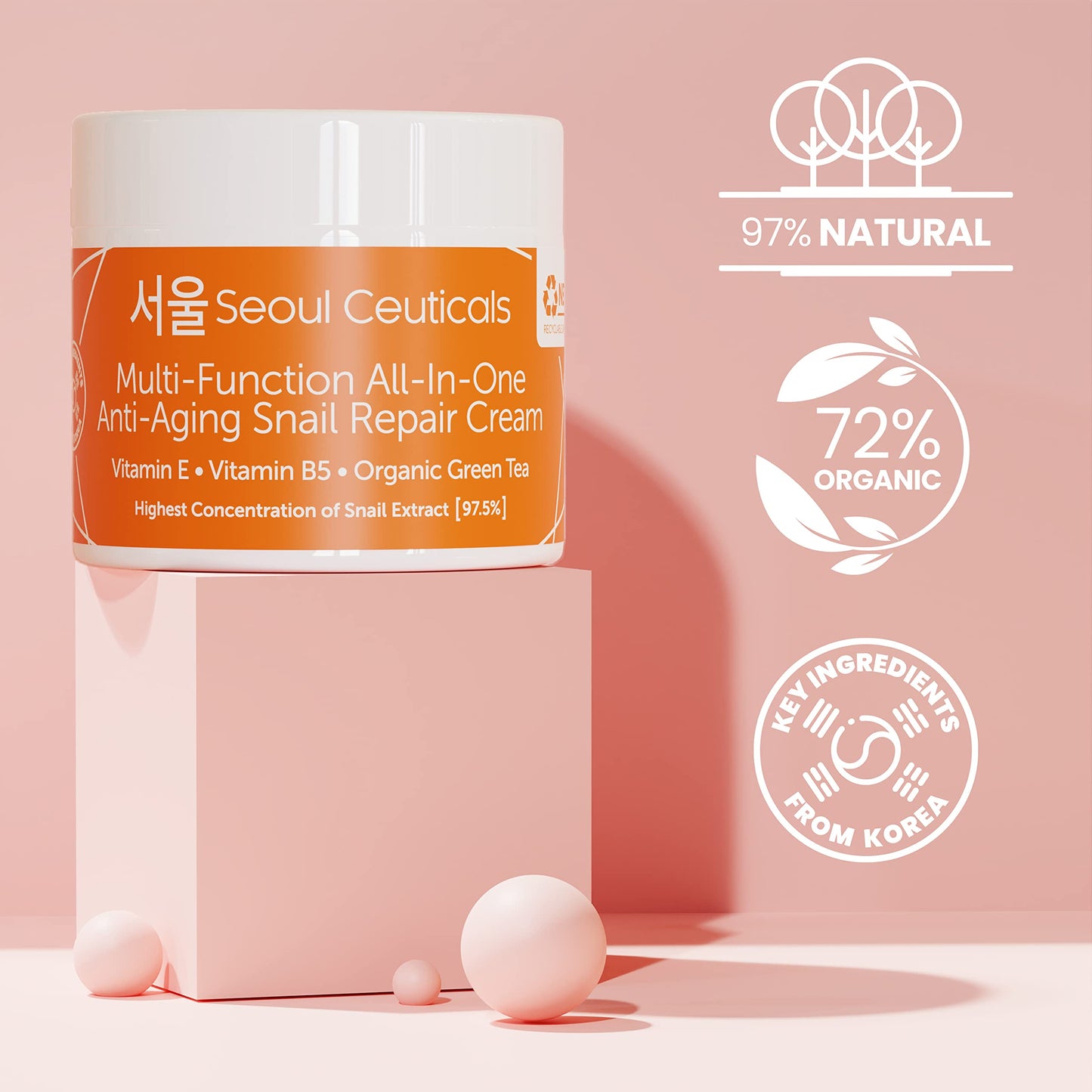 SeoulCeuticals Chebula Serum + Snail Mucin Cream - Korean Skincare Anti Aging Set