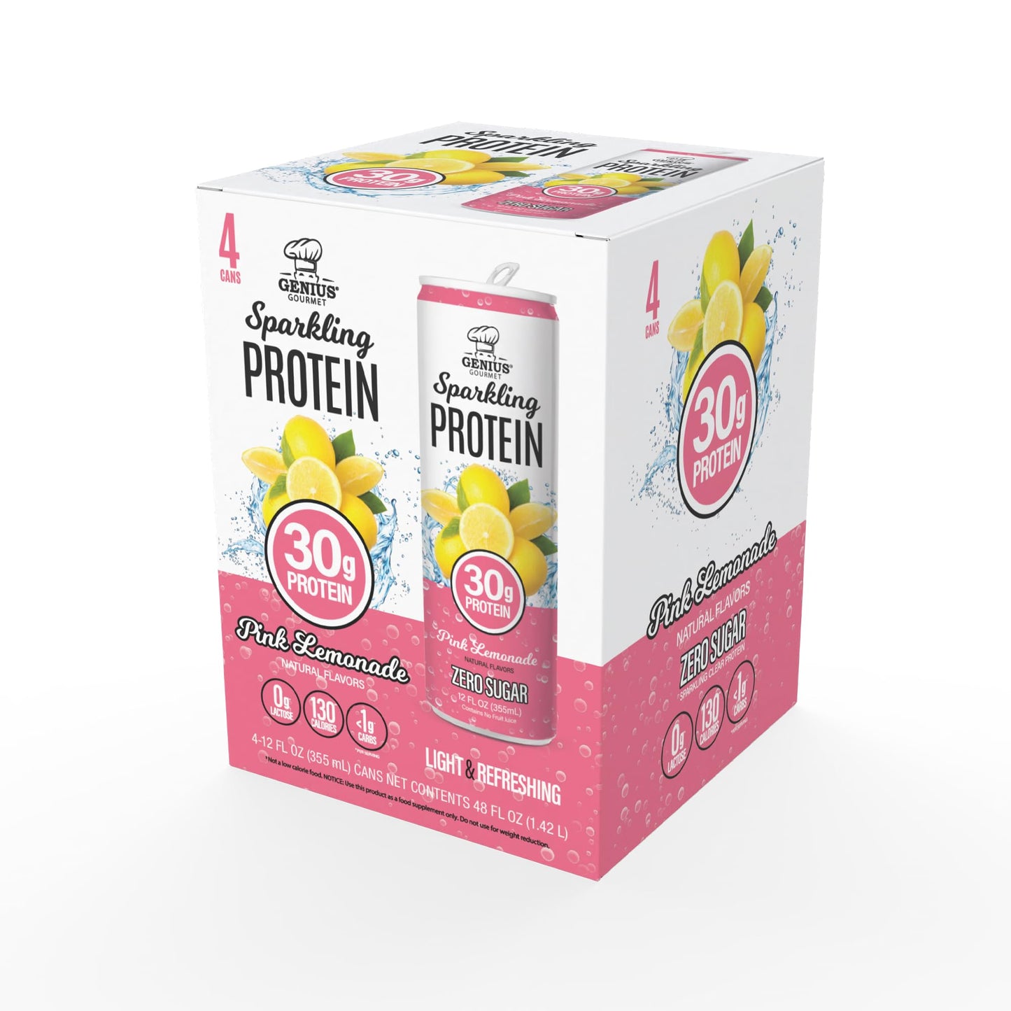 Genius Gourmet Clear Protein Sparkling Water Blue Raspberry Lemonade, 18 CT