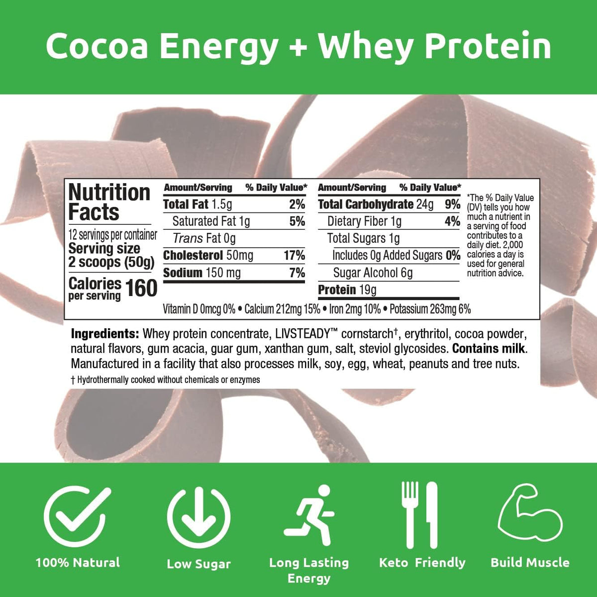 UCAN Recovery Energy + Whey Protein Drink Mix | Cocoa | 12 Servings