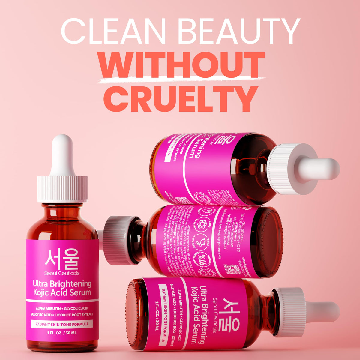 SeoulCeuticals Korean Skin Care Kojic Acid Serum Alpha Arbutin – Dark Spot Remover Corrector Glycolic Acid + Salicylic Acid K Beauty 1oz (Pack of 2)