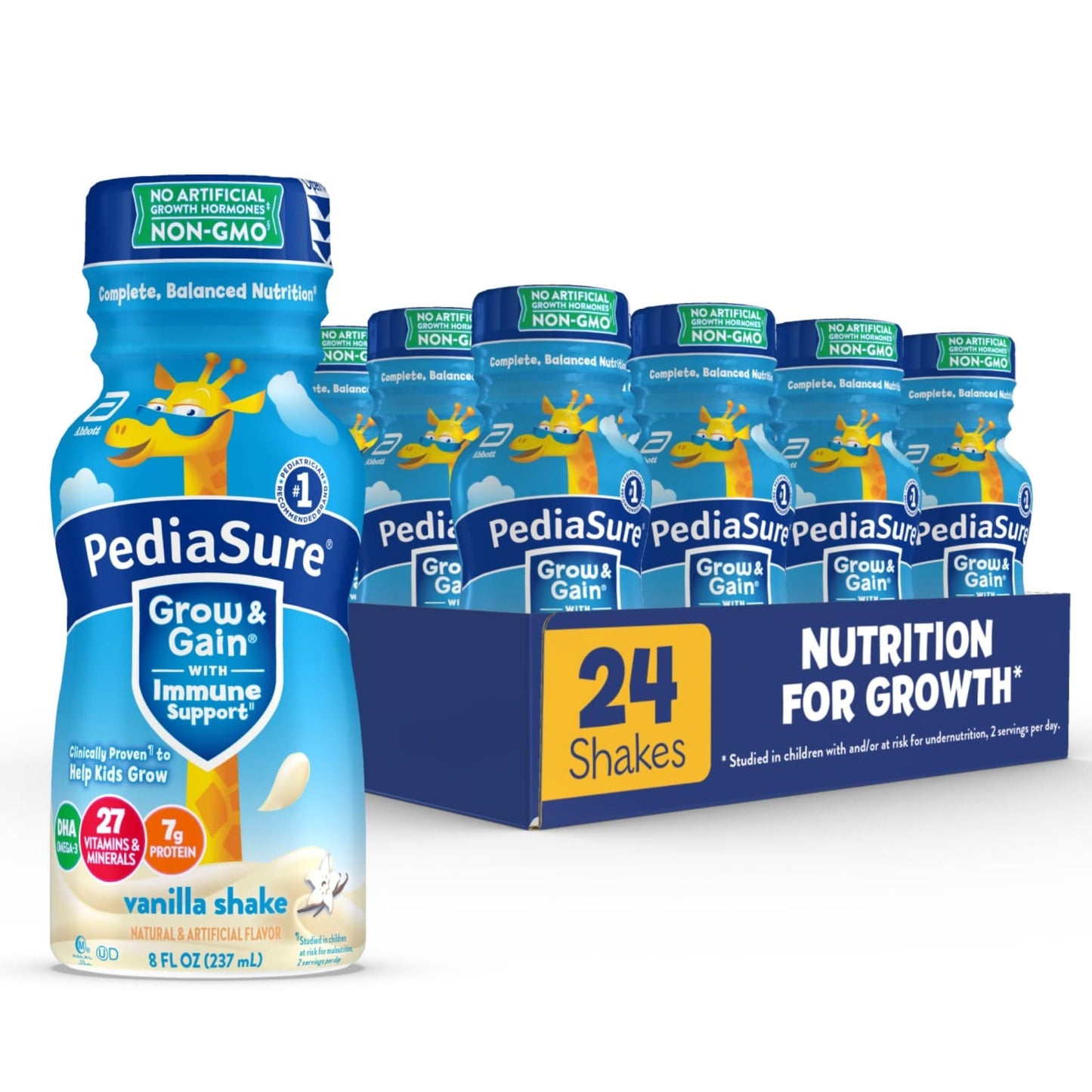 PediaSure Grow & Gain Kids Nutrition Shake, 7g Protein, Chocolate, 24 Pack