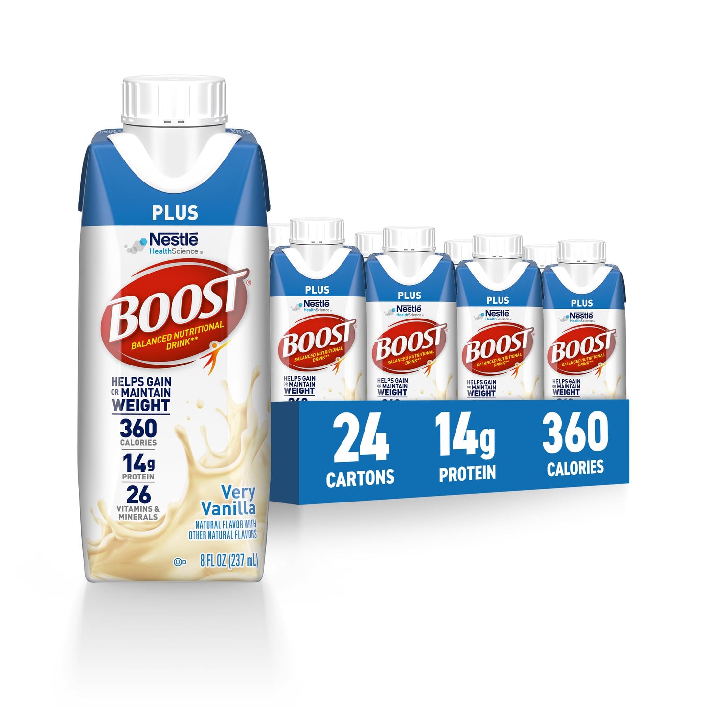 BOOST Plus Nutritional Drink, Rich Chocolate, 8 fl oz (Pack of 24) | Balanced, 8 FL OZ
