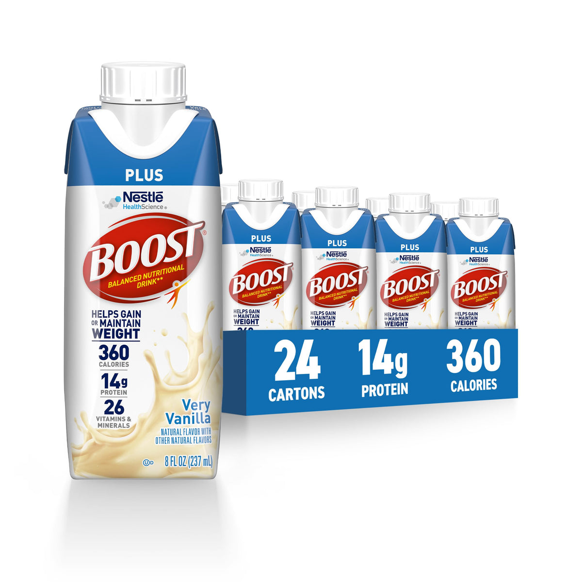 BOOST Plus Nutritional Drink, Rich Chocolate, 8 fl oz (Pack of 24) | Balanced, 8 FL OZ