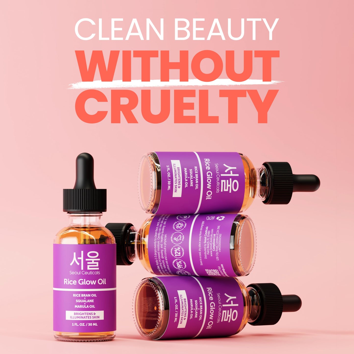 SeoulCeuticals Rice Bran Oil for Skin - Korean Skin Care Facial Glow Oil With Squalane & Vitamin E - Cruelty Free K Beauty Skincare 1oz